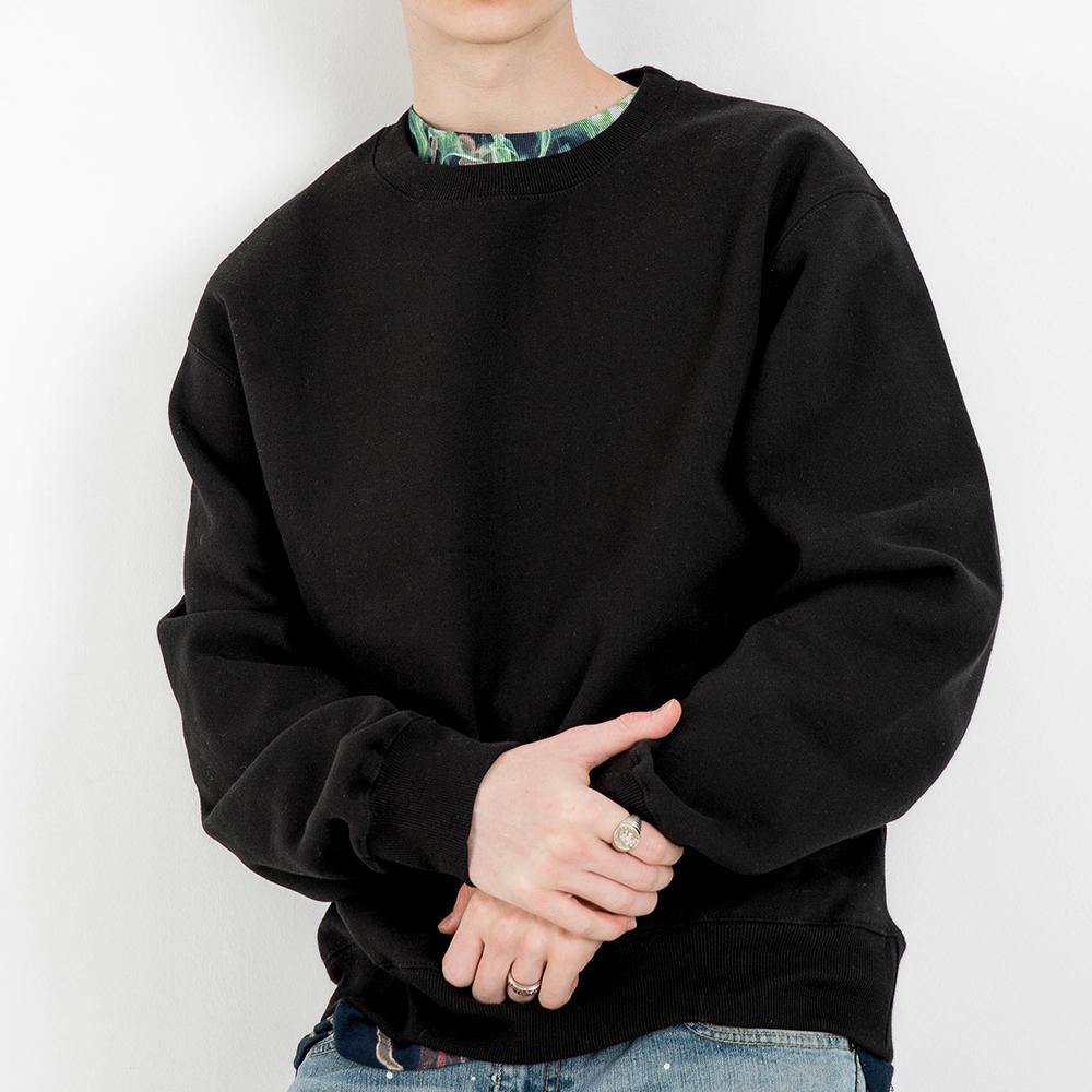 +82GALLERY Plain Sweatshirt_BLACK - plus82gallery